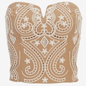 Embroidered Eyelet V-Wire Cropped Tube Top